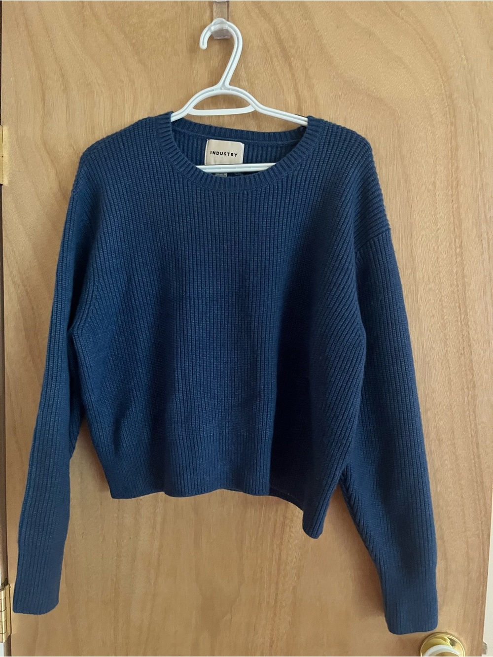 Navy Ribbed Crewneck Sweater
